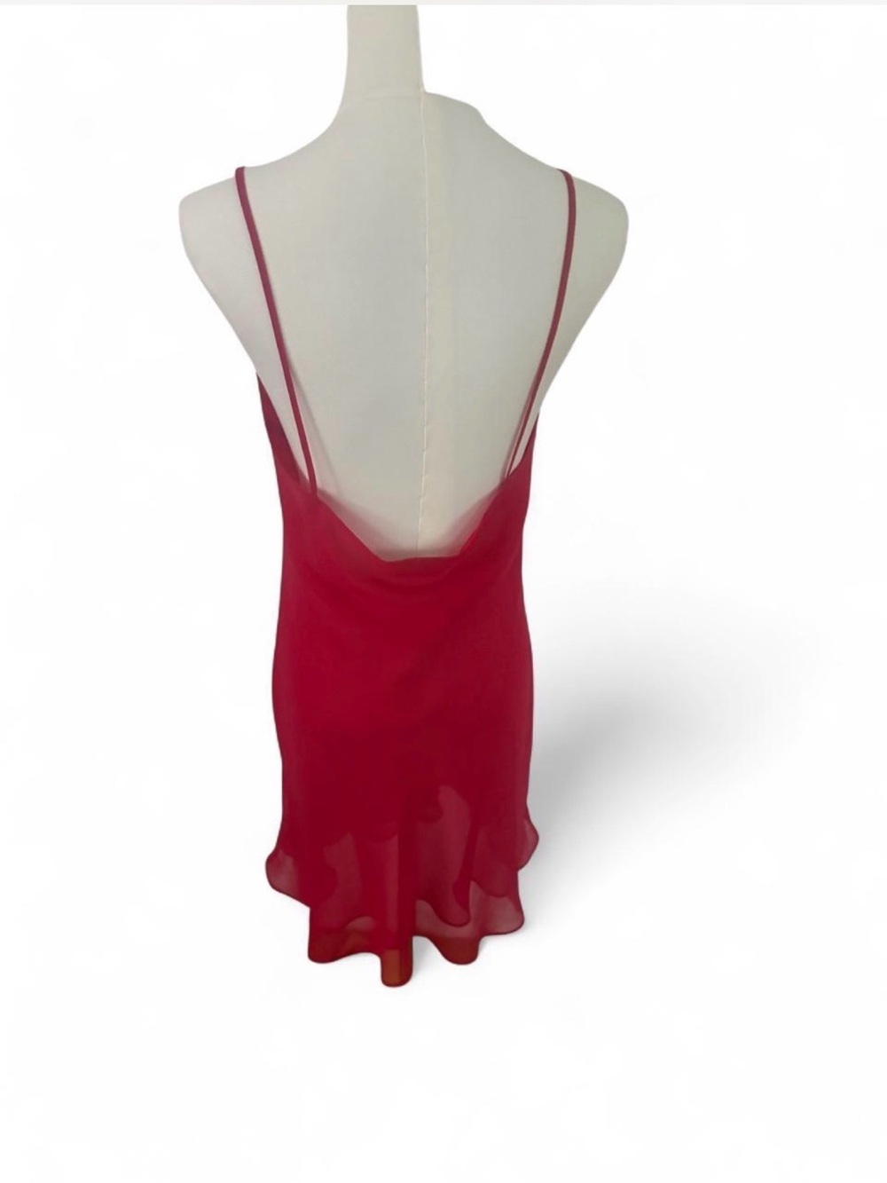 Sheer Red Slip Dress with Spaghetti Straps